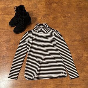 Talbots Striped Black and White Turtleneck top